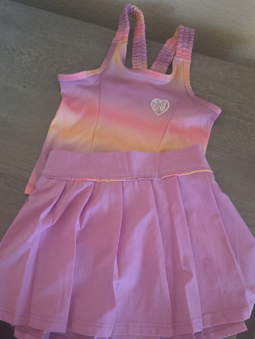 Pink Ombre Athletic Outfit w/ Tank with Matching Skort